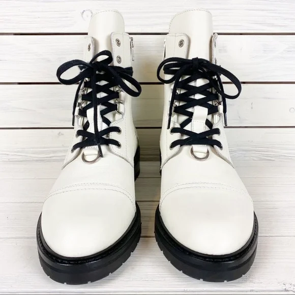 NEW All Saints Lira Hiker White Leather Boots 11 - Picture 10 of 16